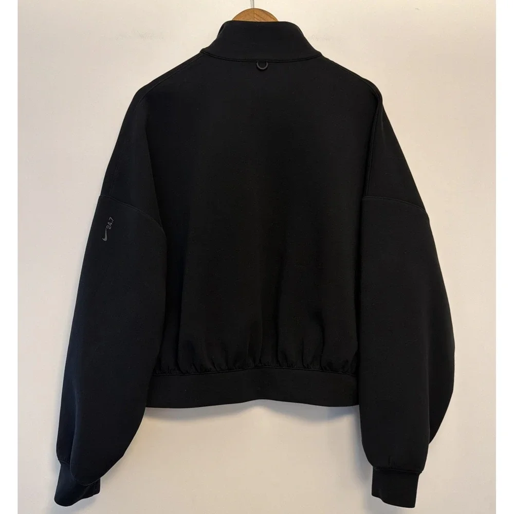 Nike24.7 Dri-Fit 1/2 Zip Pullover Cropped Sweatshirt Size L Black Preppy Stretch